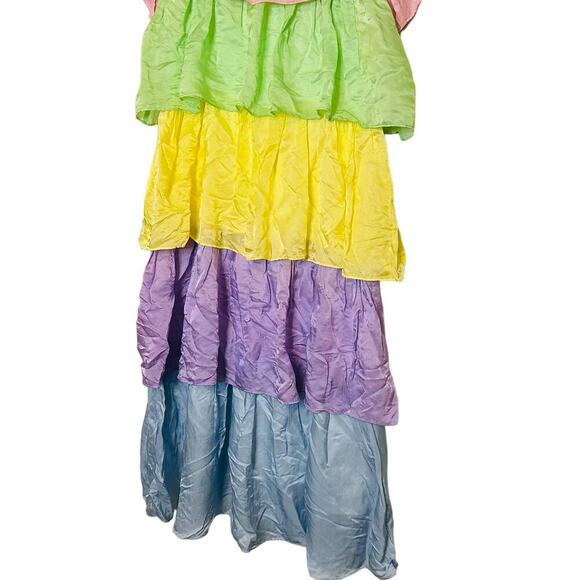 Olivia Ruben Cici Rainbow Multicolor Sleeveless Tiered Maxi Dress Size 8 - Picture 8 of 16